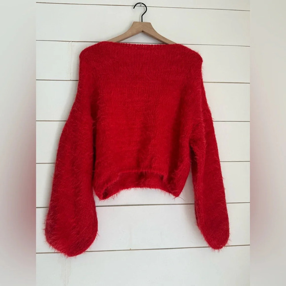 NWOT Free People Flurry Sweater in Red Size L - Picture 3 of 9